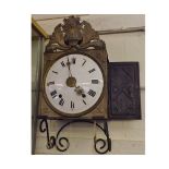 A 19th Century French Comptoise Wall Clock, the front decorated with brass surround with central