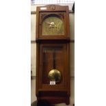 Early 20th Century Oak and inlaid Wall Clock, the Arts and Crafts influenced case of rectangular