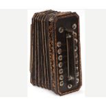 A mid-19th Century French Flutina Accordion, eighteen mother-of-pearl covered keys and stops,