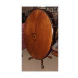 Victorian Mahogany and inlaid oval Loo Table, of typical form raised on a quatre base, with