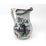 19th Century Ironstone Jug decorated with willow pattern type design, 8 =  high