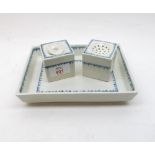 French Rue de Reuilly Inkstand of rectangular form decorated in a simple underglaze blue border