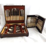 Mixed lot comprising early 20th Century Oak cased Silver plated canteen of Cutlery, Sheffield