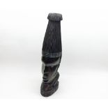 An Ebony or Hardwood Bust depicting probably an African Tribal Head, 16  high