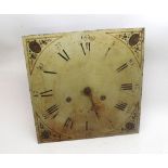 Late 18th Century 30-hour Long Case Clock movement, the 12  first period painted square dial with