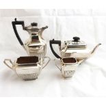 Late 19th or early 20th Century Silver plated four-piece Tea Service comprising octagonal Tea Pot,