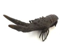 An Oriental Bronze Model of crayfish (some losses to tentacles etc), 7  long