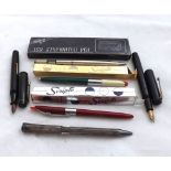 Mixed lot assorted Pens to include Conway; Stewart Fountain Pen; Croxley Fountain Pen; Opel Multi-