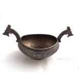 Norwegian White Metal Sugar Basin with dragon handles, makers marks for Marius Hammer and further