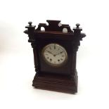 Early 20th Century Mahogany cased Mantel Clock, the case with overhanging cornice and shaped