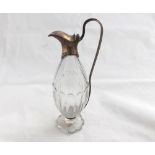 Small 19th Century Silver mounted and cut glass Spirit Decanter with hinged lid and swept handle