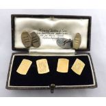 Cased pair of vintage hallmarked 9ct Gold cufflinks, each panel of shaped rectangular design and