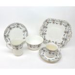 Quantity of Shelley tea and table wares, comprising three double handled sandwich dishes, sugar