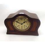 Early 20th Century Mahogany and Inlaid triple-barrel Mantel Clock, Badische Uhren Fabrik, the shaped