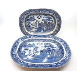 Two 19th Century Willow Pattern Meat Plates