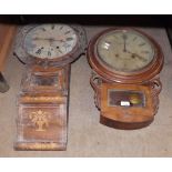 Mixed lot comprising two various Wall Clocks, the first with moulded surround and painted Roman