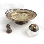 Mixed lot comprising oval Silver plated Table Basket, cut glass and Silver plated apple shaped