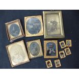 Small collection of Victorian tin type etc portrait photographs, 10+ in total of which 6 approx 25 x