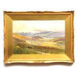 WILLIE  STEPHENSON, RCA, SIGNED, LOWER LEFT, WATERCOLOUR, Figures overlooking a Valley, 15" x 23"