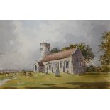 JOHN PALEY, SIGNED, WATERCOLOUR, "Church at Bessingham, N Norfolk", 10" x 14"