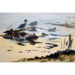 PHILIP RICKMAN. FOUR MONOGRAMMED/SIGNED, GROUP OF SIX WATERCOLOURS, Landscape and Bird Studies, 4" x