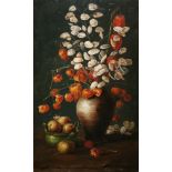 GEORGINA W OFFORD, SIGNED, OIL ON CANVAS, Still Life Study of Honesty and Chinese Lanterns in a