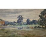 GERTRUDE E OFFORD, (NORWICH ART CIRCLE), TWO WATERCOLOURS, Open Landscape with Wooden Fence and