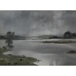 THOMAS LIVERTON, SIGNED, WATERCOLOUR, inscribed verso "Flooded levels", 10" x 14 1/2"