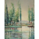 MARIE FRANCOISE DE L'ESPINAY, SIGNED, WATERCOLOUR, French Landscape, 9" x 6 1/2"