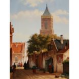 J BEEKHOUT, SIGNED,  GROUP OF FOUR MODERN OILS ON BOARD, Flemish Street and River Scenes with