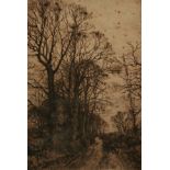 AFTER FRED SLOCOMBE, PAIR OF BLACK AND WHITE ETCHINGS, Country Landscapes 24  x 14 =  (2)