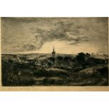 CATHERINE MAUD NICHOLS, BLACK AND WHITE ETCHING, Distant View of Norwich (inscribed  To Stanley