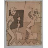 JOHN KIKI, SIGNED IN PENCIL TO MARGIN, LIMITED EDITION (1/1), ETCHING, Circus Scene, 10  x 8