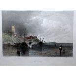 AFTER J STARK, ENGRAVED BY W R SMITH, ANTIQUE HAND COLOURED ENGRAVING,  The Ferry , 5  x 7 =