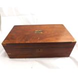 19th Century Mahogany Writing Box, the lid with central Brass nameplate, inscribed with the initials