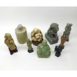 Collection of various Jadeite and Soapstone/composition Oriental ornaments includes two Buddhas,