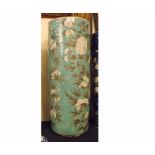 Chinese cylindrical Stick Stand, painted in grey and white with all over flowering foliage on a