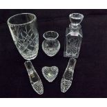 Small collection of 20th Century lead crystal glassware includes a Waterford Crystal heart shaped