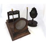 Antique Stereoscope Card Viewer with integral adjustable magnifier, base 16" long together with a