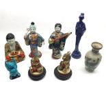 Collection of various Oriental figures includes blue Buddha, further figure of a Boy Musician and