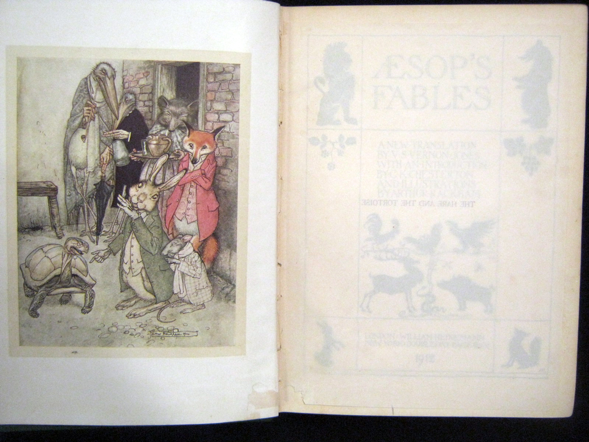 AESOP: AESOP'S FABLES, ill A Rackham, 1912, 1st trade edn, 13 col'd plts as list, rebnd, qtr mor gt, - Image 4 of 6