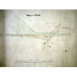 Eleven pen and ink Railway Plans, parts of Norfolk, mainly with added watercolour, including