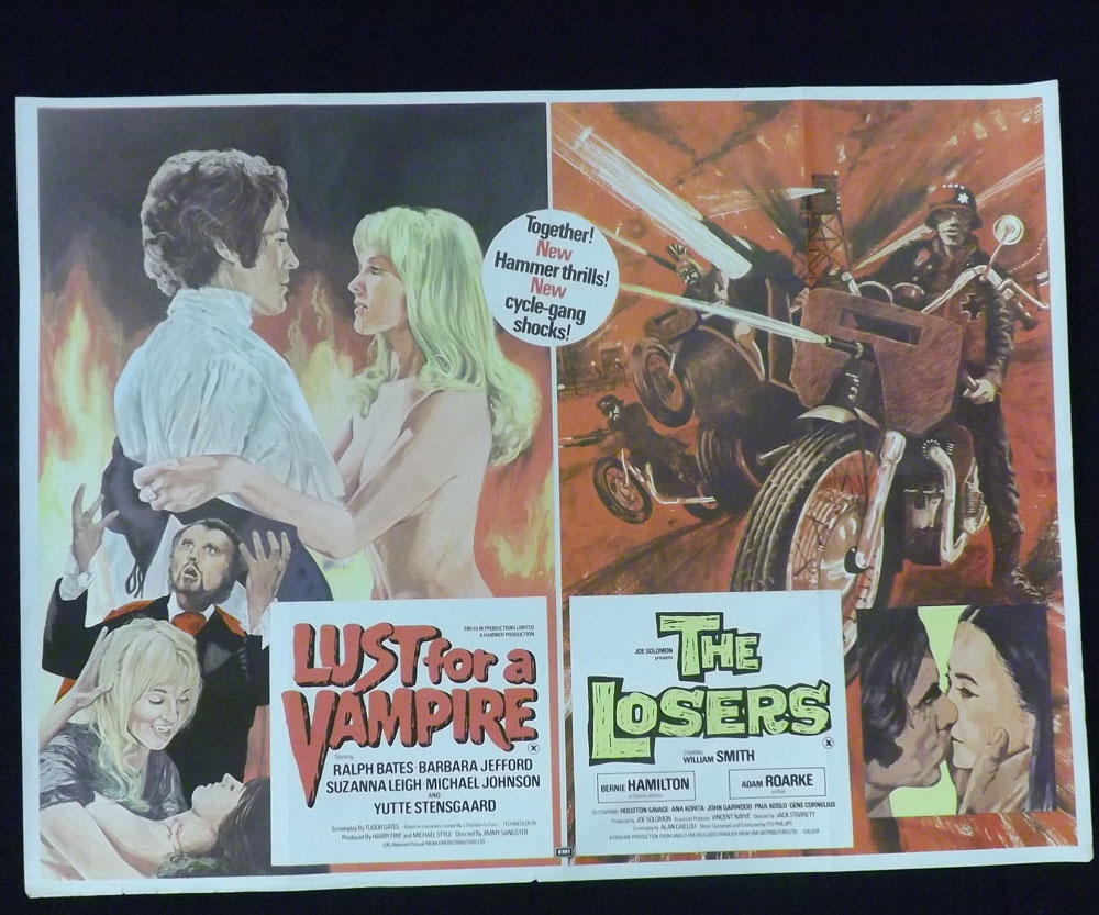 LUST FOR A VAMPIRE - THE LOSERS, Film poster double bill starring Ralph Bates, Barbara Jefford,