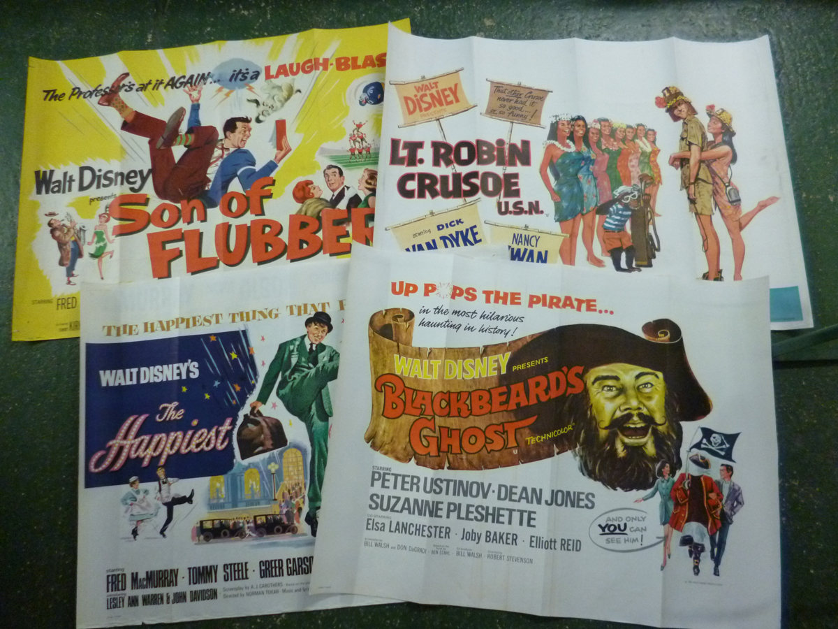 Seven Walt Disney film posters, THE RESCUERS - BORN TO RUN, double bill, BIG RED, BON VOYAGE!,