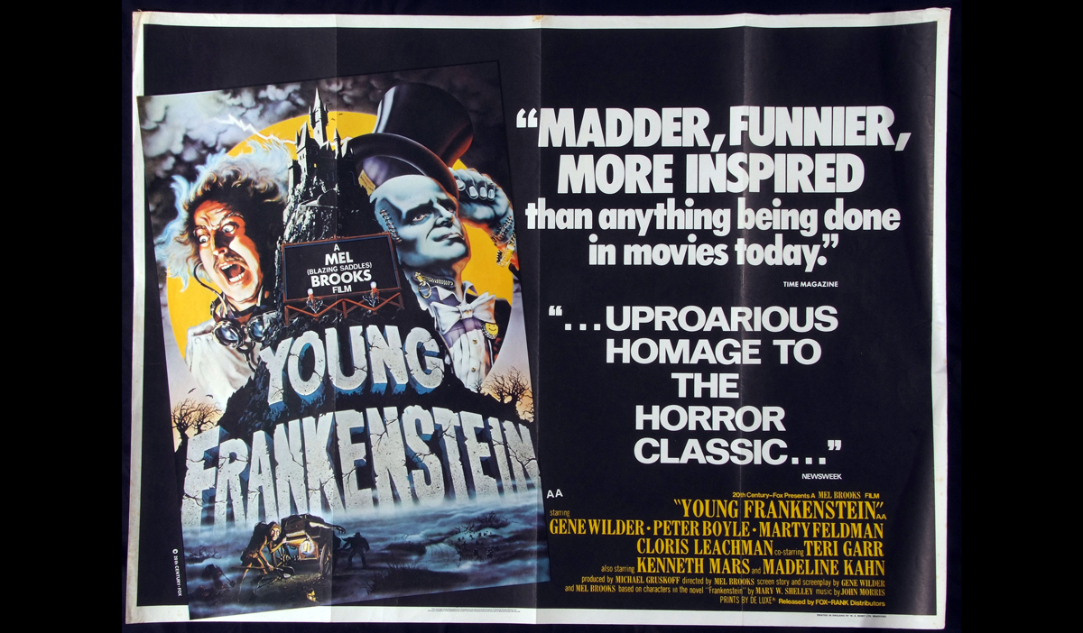 YOUNG FRANKENSTEIN, Film poster starring Gene Wilder, Peter Boyle etc, UK quad, approx size 30" x