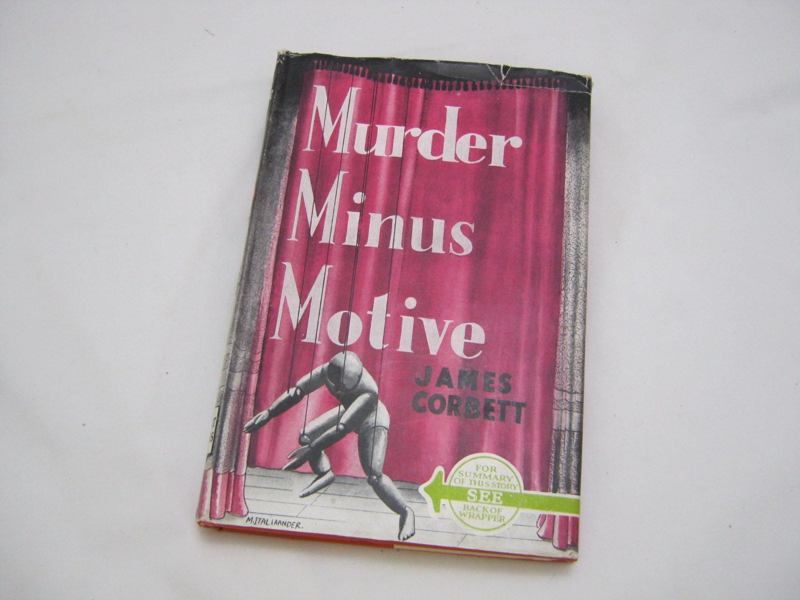 JAMES CORBETT: MURDER MINUS MOTIVE, [1943], 1st edn, orig cl, d/w