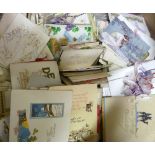 One box 500+ greetings cards mainly Edwardian period to 1930s