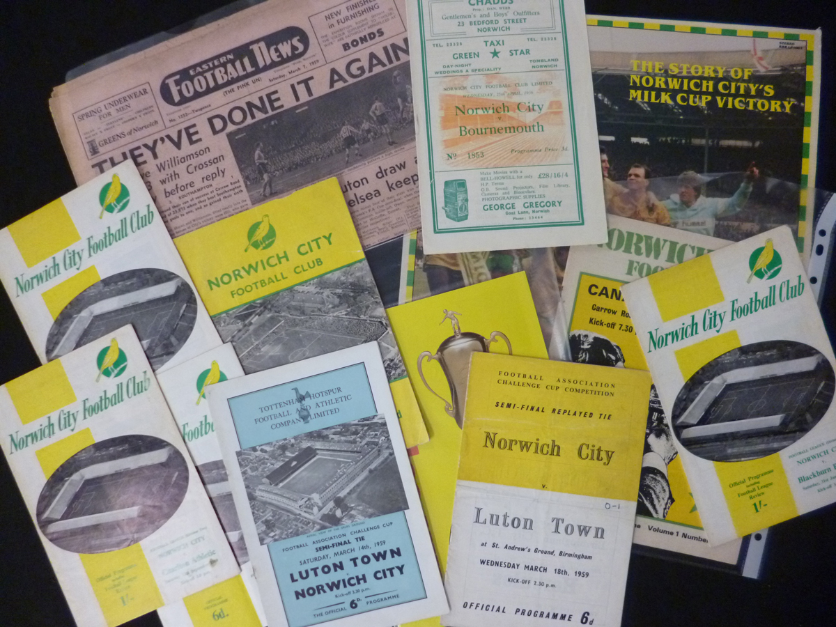 Packet: containing Norwich City Football Club official programmes circa 1956-1993 inc Norwich City v