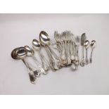 A Box of Silver Plated Forks, Spoons and Ladles