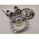 A Box of various Silver Plated Wares to include pedestal tazza, tea wares, place mats etc (qty)